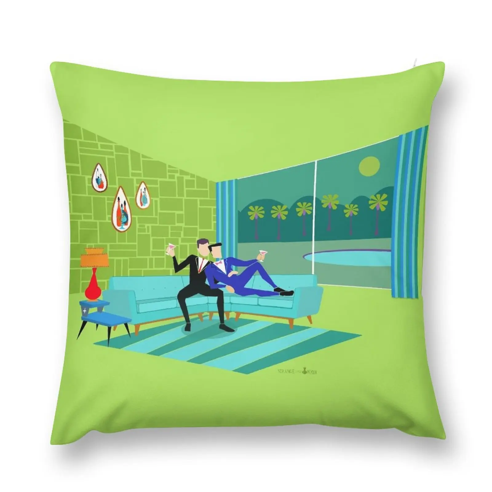 

Retro Romantic Gay Couple Throw Pillow Pillow Case Pillowcase Cushion Custom Cushion Custom Cushion Photo