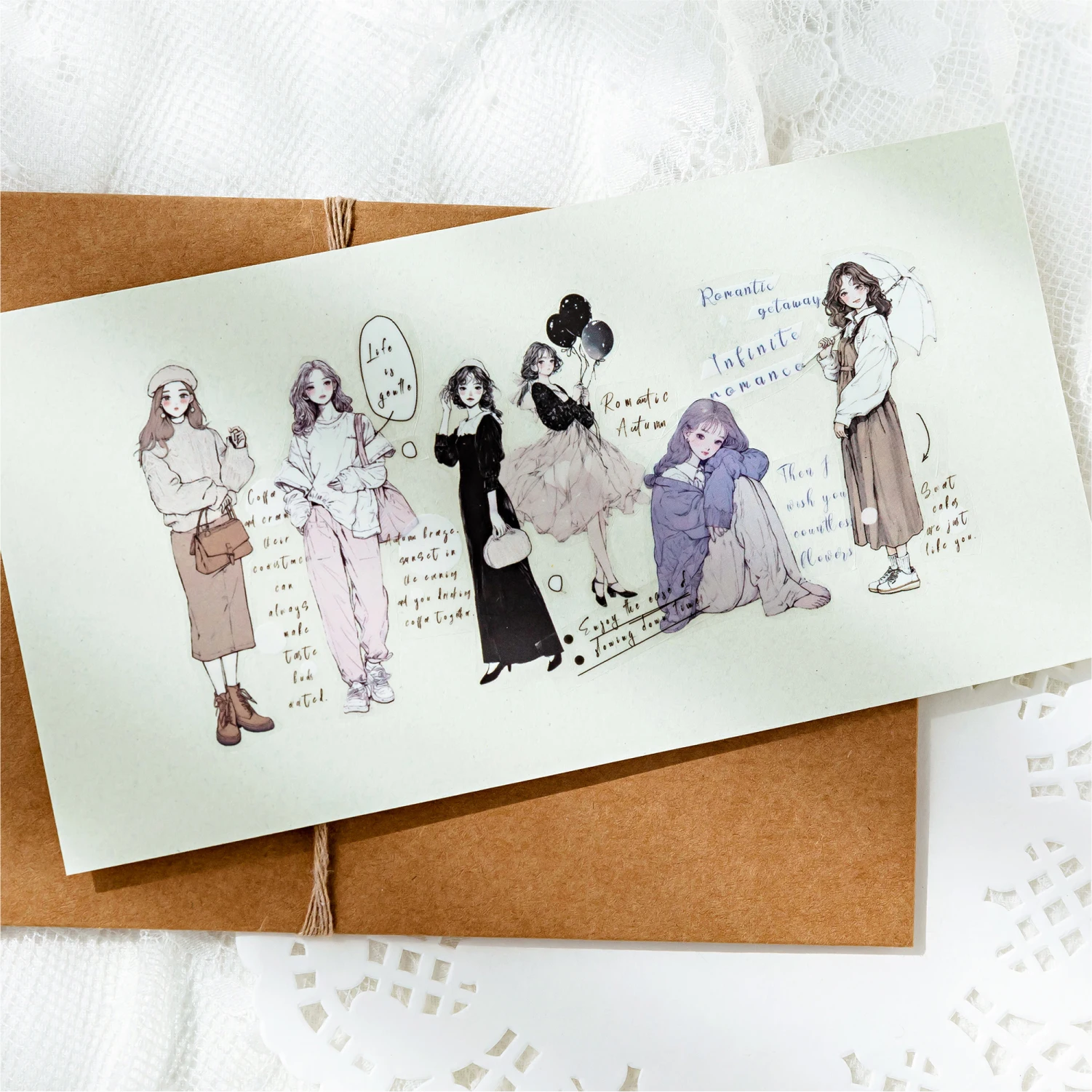 화이트 연인 시리즈 레트로 크리에이티브 장식 DIY pet 테이프, 12 팩/로트