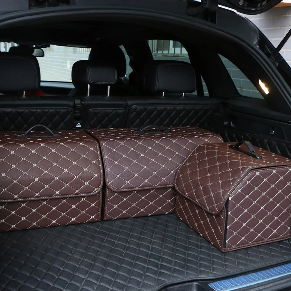 Auto Lagerung Box Große Kapazität Kofferraum Organizer Tasche Auto Werkzeuge Verstauen Aufräumen Leder Falten Für Notfall Lagerung Box – Detail 12