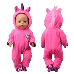 Vêtements de poupée brodés d'animaux mignons pour poupées de 17 à 18 pouces, tenue licorne de 43 cm, vêtements en peluche, accessoires, cadeaux d'anniversaire 