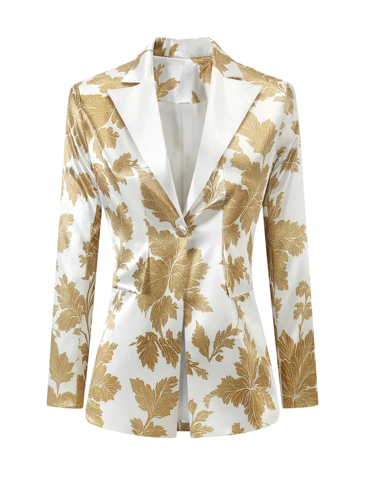 Elegant Fashion Casual Long Blazer with Print Design