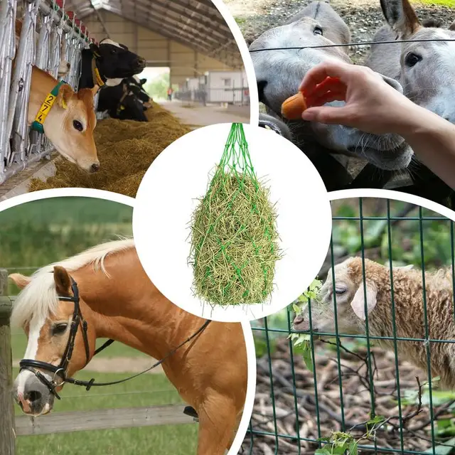 Horse Hay Net Sheep Hay Feeder Hangable Storage Net Supplies Cattle Equine Goat Feeders For Barn Stalls Horses 5