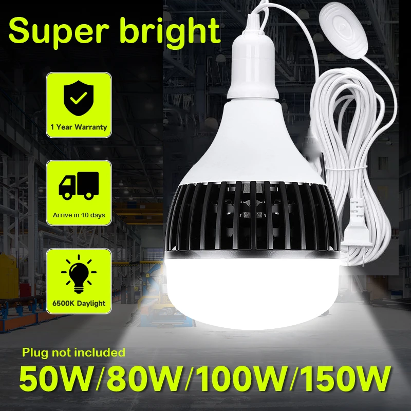 150W Round LED Bulb E27 LED Lamp Garage Lamp 220V 110V Light Bulbs Home Warehouse Garage Stair Ceiling Light Cold White 6500K