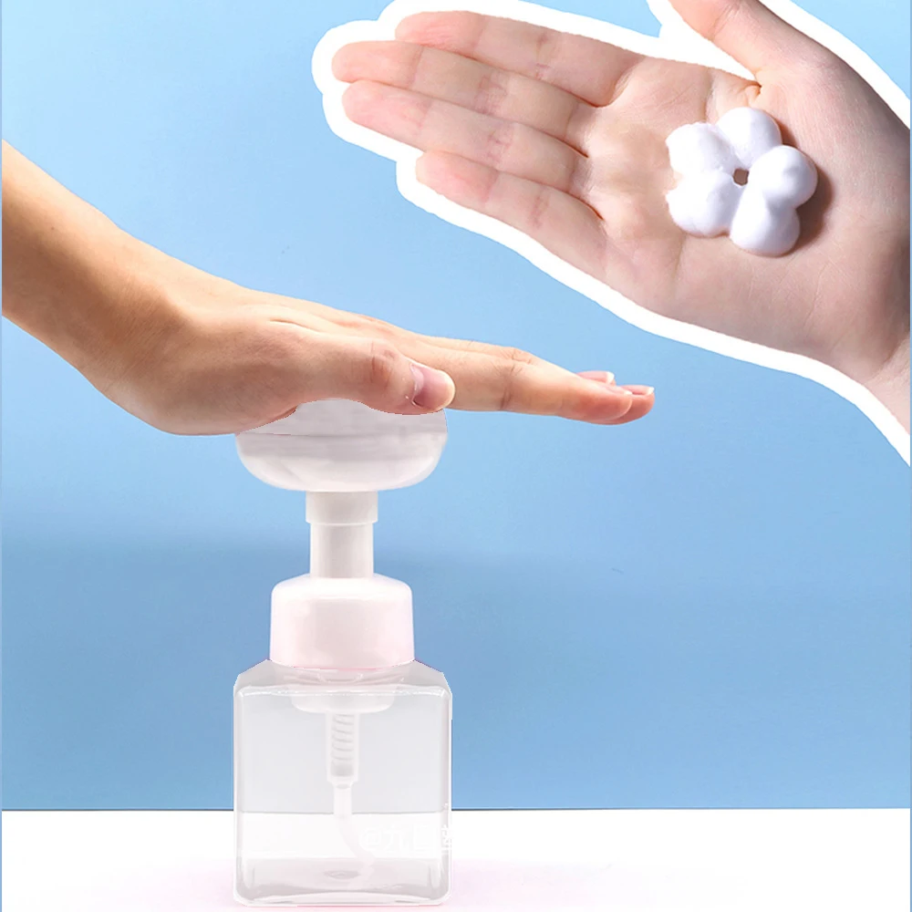 Flower Shape 250ml Flower Shape Foam Pump Plastic Square Hand Soap Shampoo Dispenser Bottle For Children 1PC