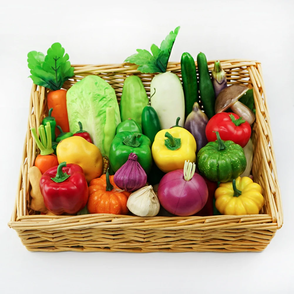 Simulated Vegetables PVC Material Fake Vegetable Model Pepper Small Pumpkin Garlic Children Dollhouse Decoration 1pcs
