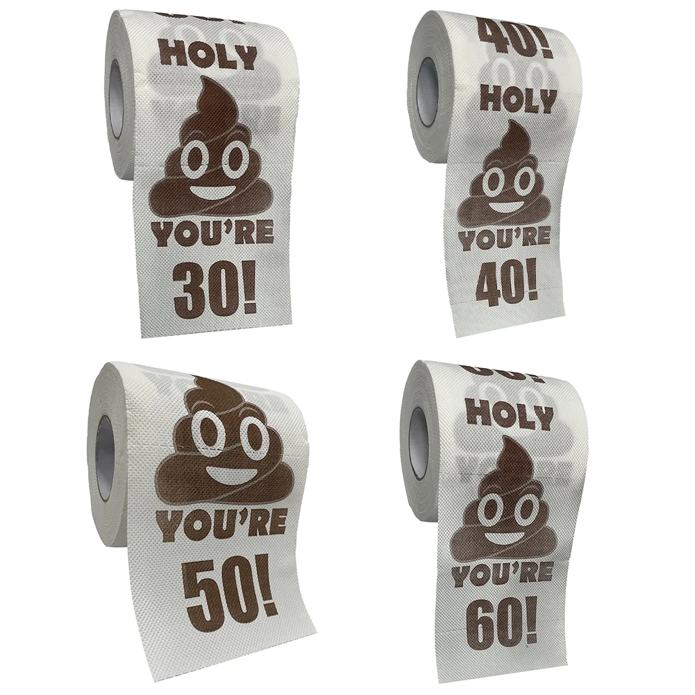 Poop Printed Funny Toilet Paper Roll Holy You're 30 Printed Toilet Paper Birthday Gifts for Women and Men Party Supplies