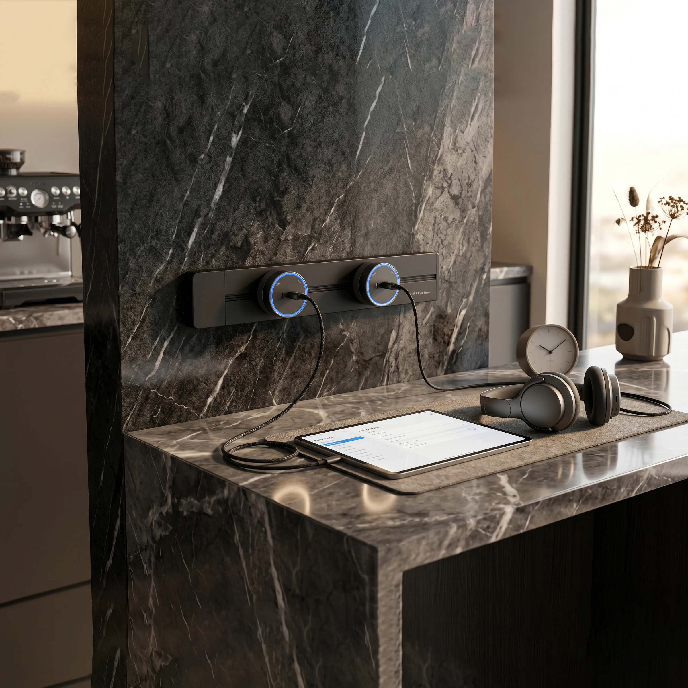 Universal Wall Mounted Socket Expansion with USB and Type-C Ports - Black/White