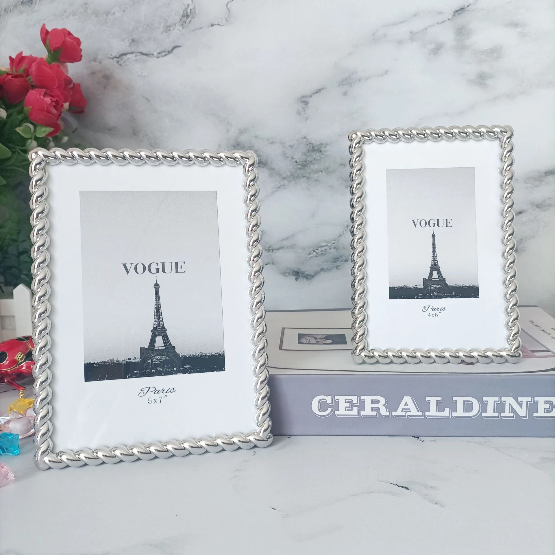 

Американская креативная модная серебряная металлическая фоторамка, украшение для дома