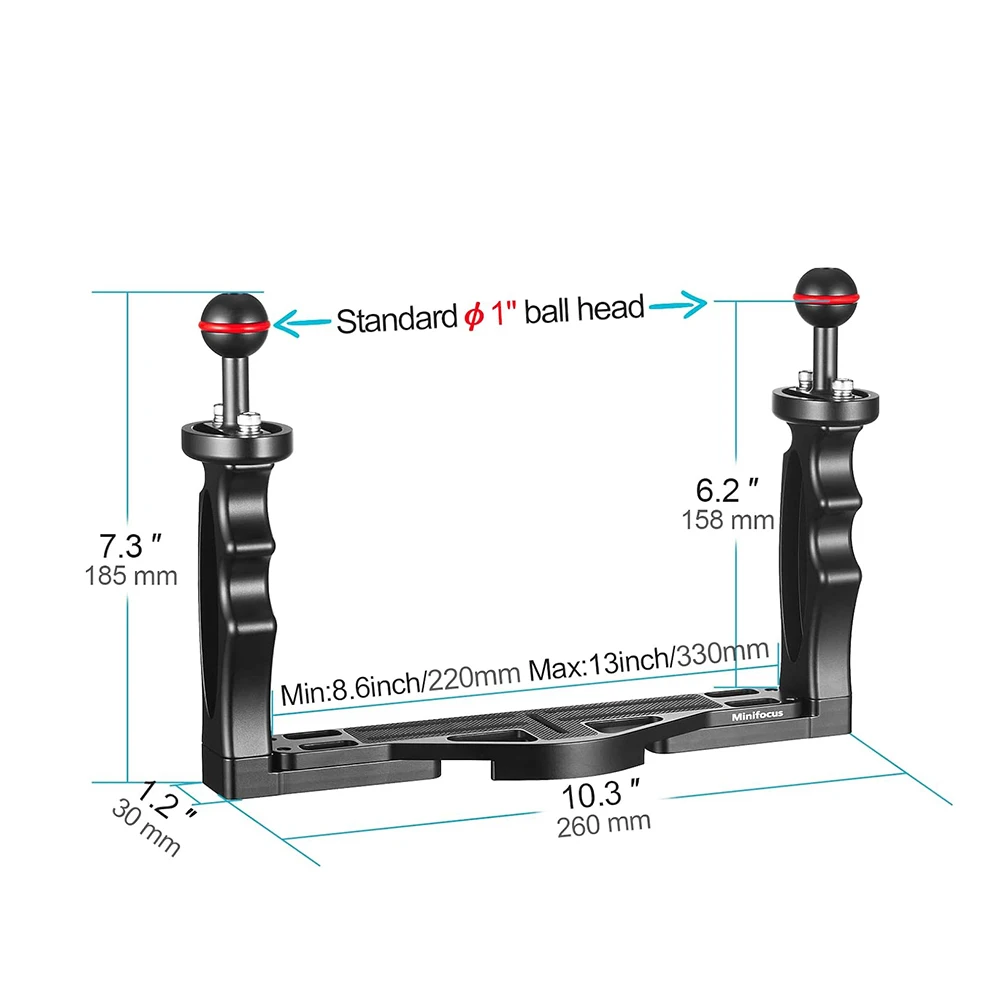 Stabilizzatore Subacqueo Con Doppia Maniglia In Alluminio Per Fotocamera – Tray Robusto Per Immersioni E Video Sub