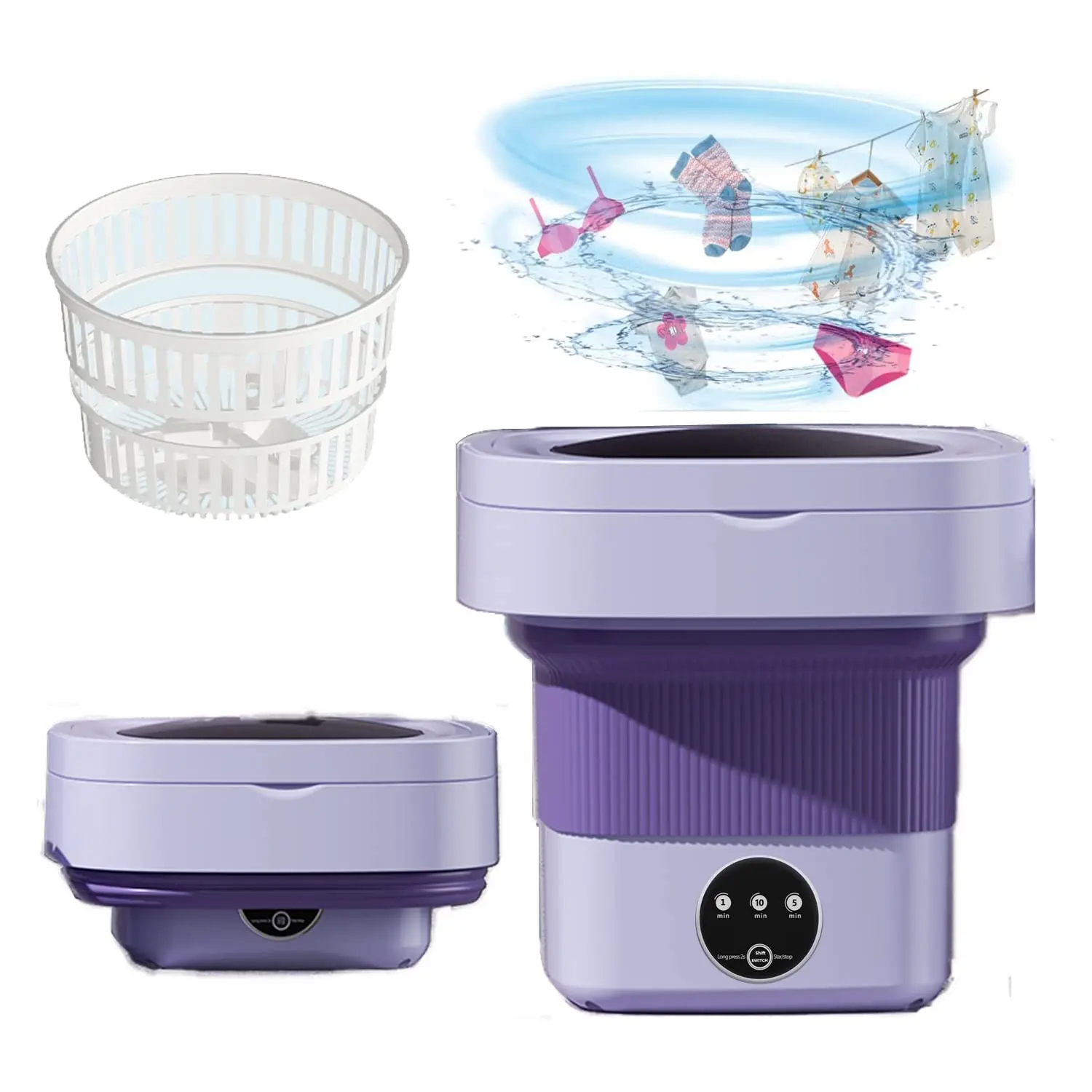 6.5L Portable Mini Washing Machine Foldable Detachable Drain Basket Low  Noise Underwear Baby Clothes Socks Washer Home Supplies - AliExpress