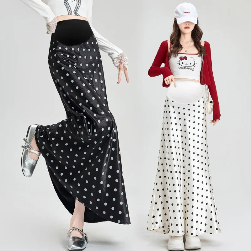 Spring Autumn Maternity Fishtail Skirt Slim Hips Good Quality Satin Skirt Fashion Office Lady Elegant Pregnant Woman Party