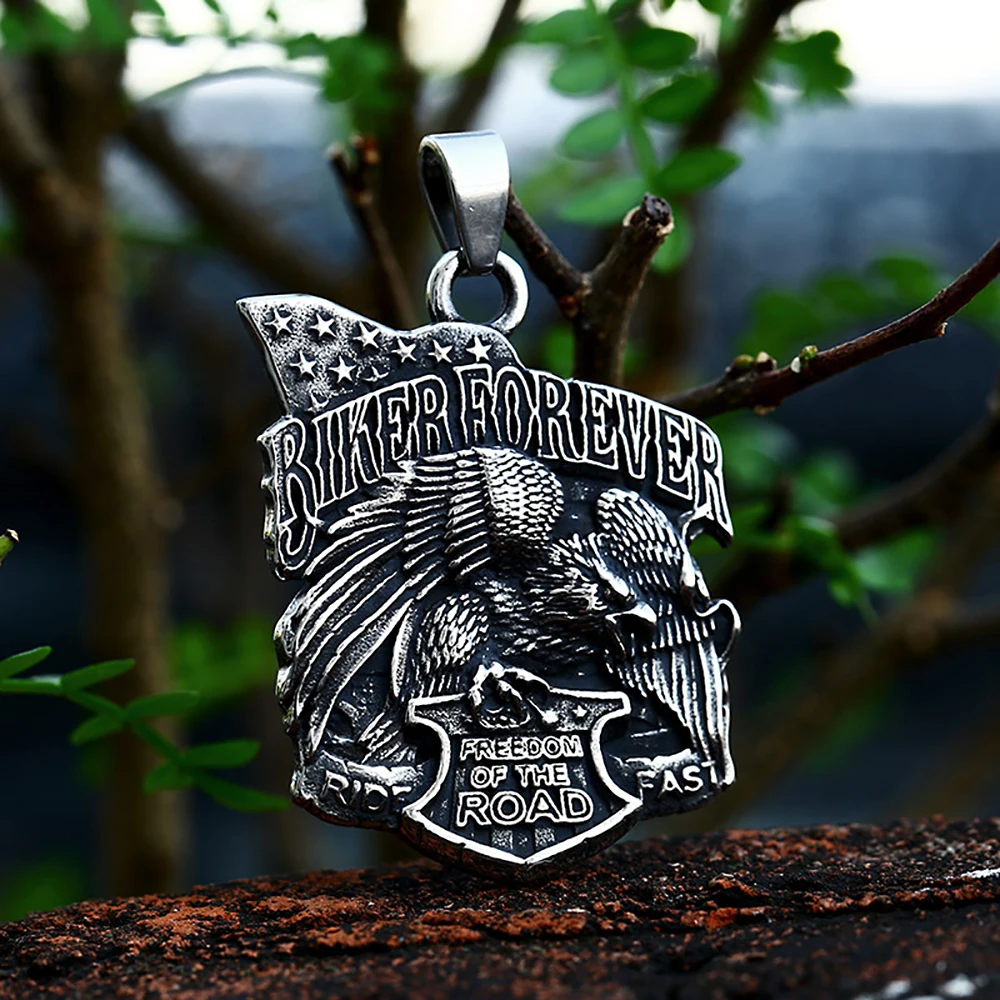 Collana Con Ciondolo Vintage In Acciaio Inossidabile 316L Forever Freedom To The Road Per Uomo Collane Da Moto Punk Gioielli Da Motociclista Regali