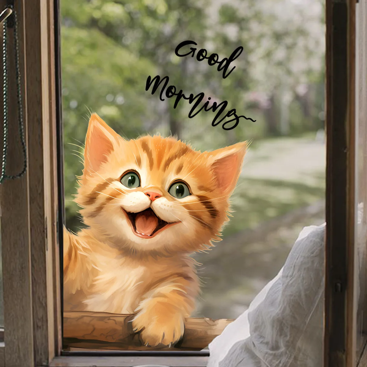 Cute Cat Electrostatic Window Sticker Double Sided Visible Self-Adhesive Home Decor