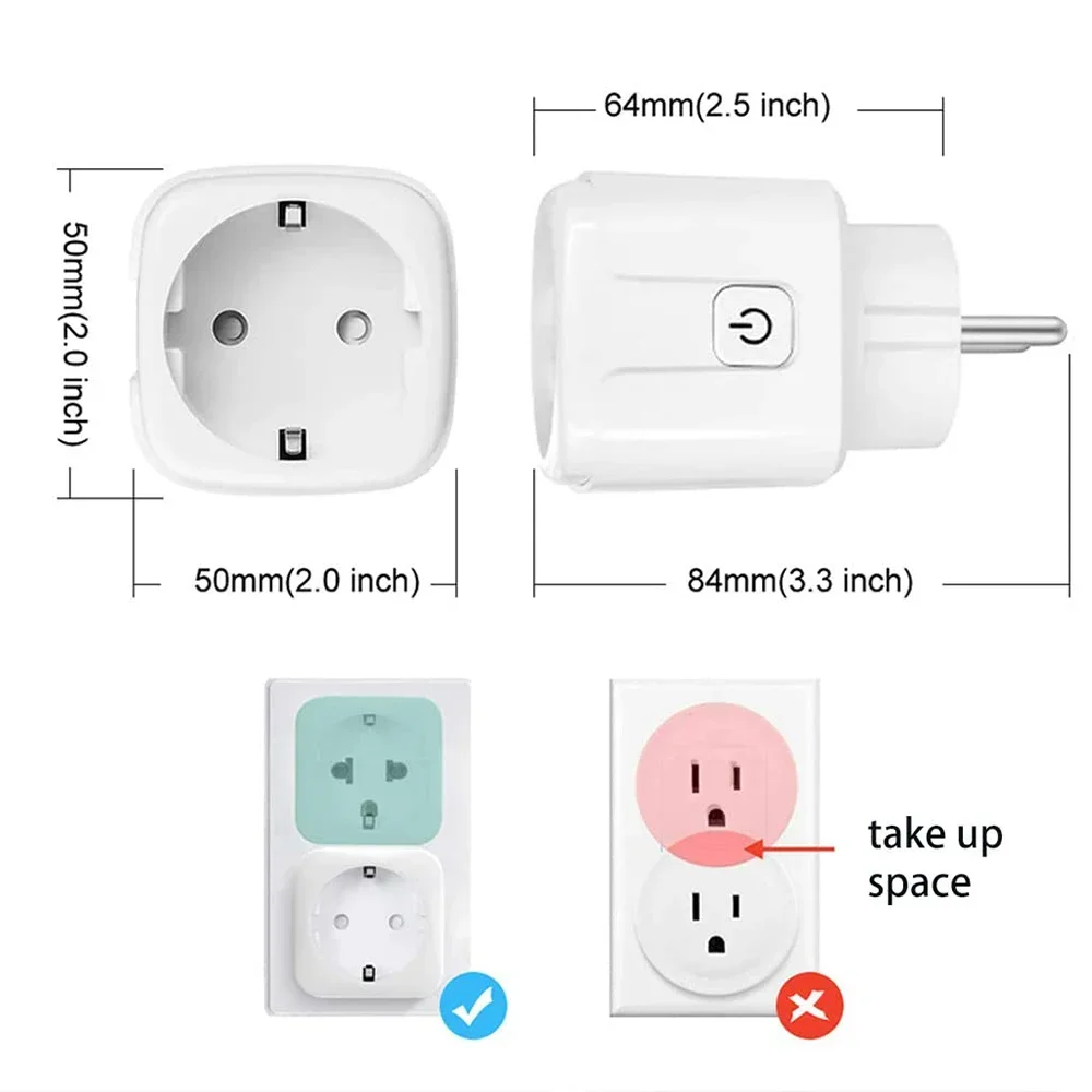 16A/20A AC100-240V Smart Plug EU WIFI Smart Socket Power Outlet Mobile Control Smart Home Voice Control Tuya Smart Life APP