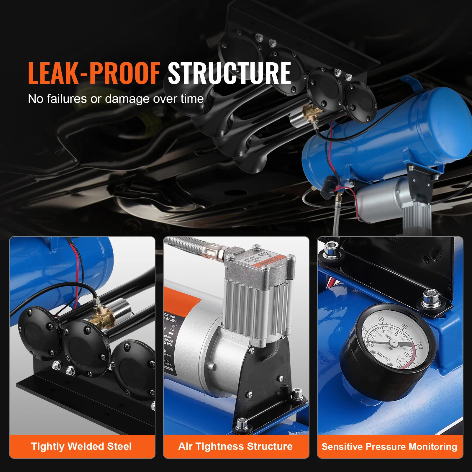 Train Air Horn Kit 150dB 12V Air Compressor