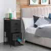 Fabric Storage Dresser Bedroom 4 Drawer Storage Organizer Unit Vertical Drawer Small Nightstand with Rolling Casters (Dark Gray) 4