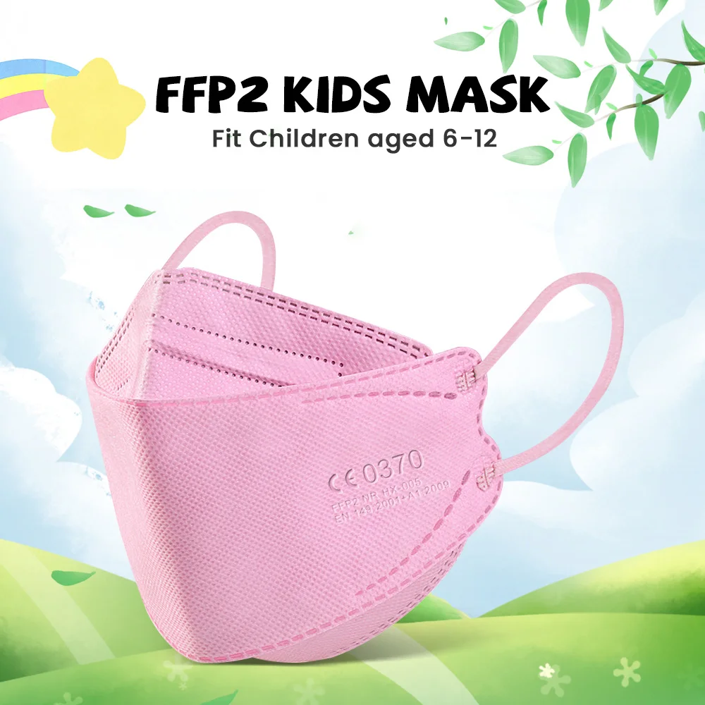 10-200pcs Mascarillas ffp2 children KN95 Face Masks 4 Layer Ply Non-wove Safe Filter Child mask 6-14 Years Kids Protective maske 6