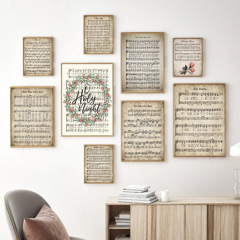 it is well with my soul inspirational quote poster wall art canvas print vintage sheet music poster painting home wall art decor painting calligraphy aliexpress