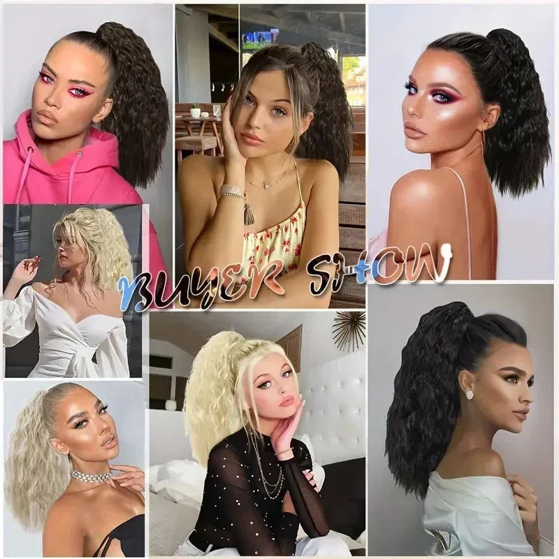 Long Water Wave Claw Ponytail Extensions Curly Clip in Fake Hair Ponytail Synthetic Burgundy Wavy Hairpiece Horse Tail for Women