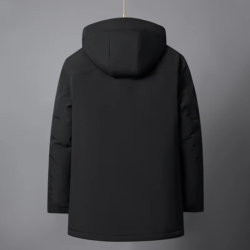 Middle-aged Men Down Jacket Winter Liner Detachable White Duck Down Coat Hooded Thick Warm Parkas