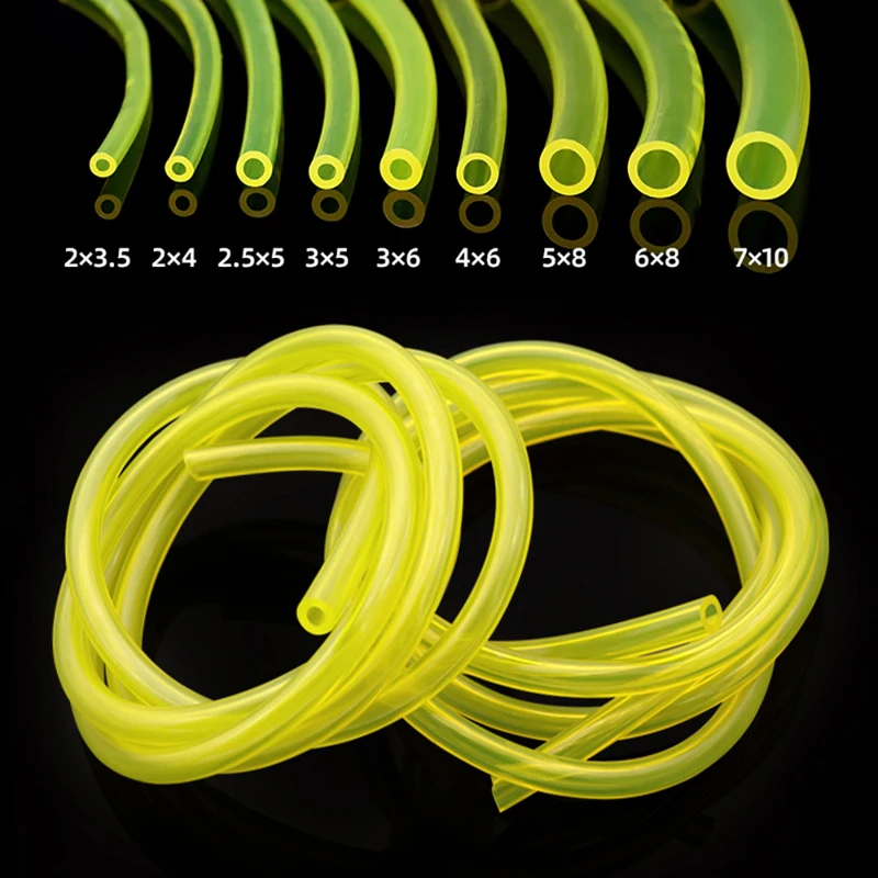 สายยางน้ำมันเชื้อเพลิงสีเหลือง โพลียูรีเทน สำหรับรถจักรยานยนต์ รถยนต์ ทนน้ำมัน ท่ออ่อน ขนาดเส้นผ่านศูนย์กลาง 2 มม. 3 มม. 4 มม. 5 มม. 6 มม. 7 มม. 1