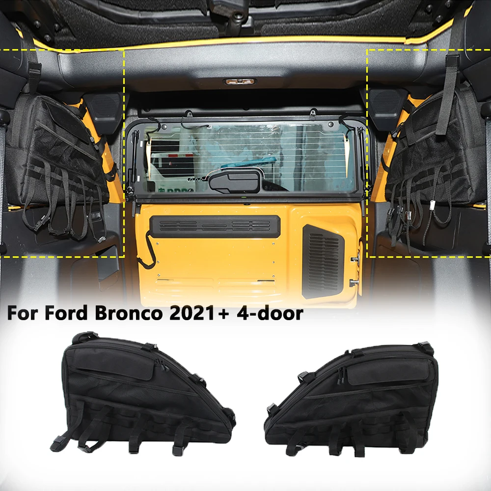 

Боковая Сумка для хранения в багажнике автомобиля, органайзер для Ford Bronco 2021-2024, 4-дверная сумка для хранения и поддержания порядка, аксессуары для интерьера из ткани Оксфорд