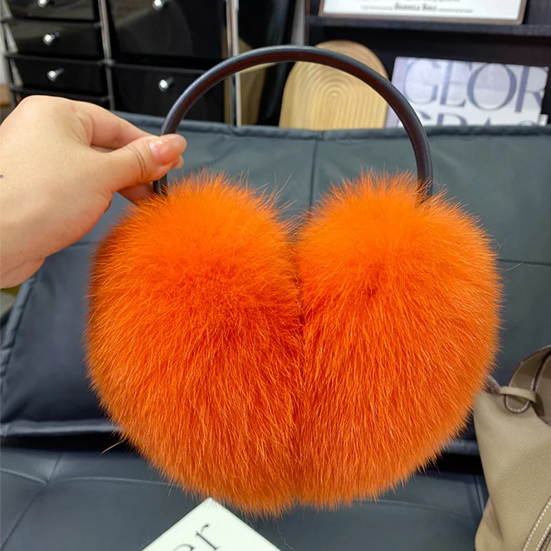 Fur Earmuffs New Real Fox Raccoon Fur Earmuffs For Autumn and Winter Women's Outdoor Travel Warm Fur Earmuffs with Plush Ear Protectors