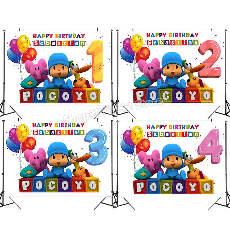 Desenhos animados anime pocoyo festa de aniversário pano de fundo decoração  de parede meninos meninas foto prop fotografia fundo vinil volta gota| | -  AliExpress