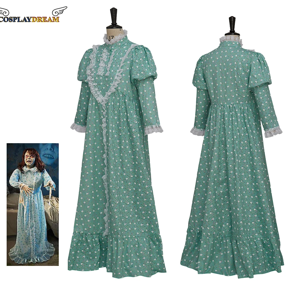 

The Exorcist Halloween costumes Regan green dress cosplay Horror girls floral dress suit christmas Horror girls costumes