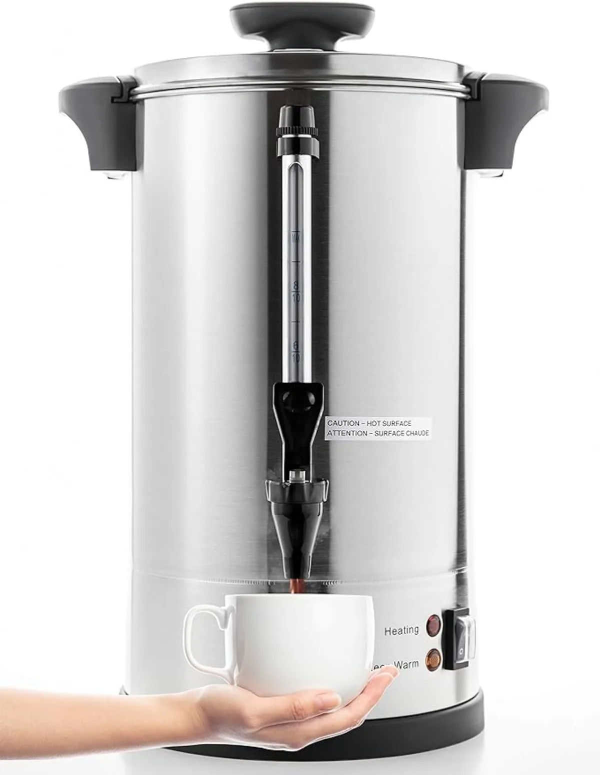

SR-CP-50B Commercial Grade Stainless Steel Percolate Coffee Maker Hot Water Urn for Catering, 50-Cup 8 L, Metallic | USA | NEW
