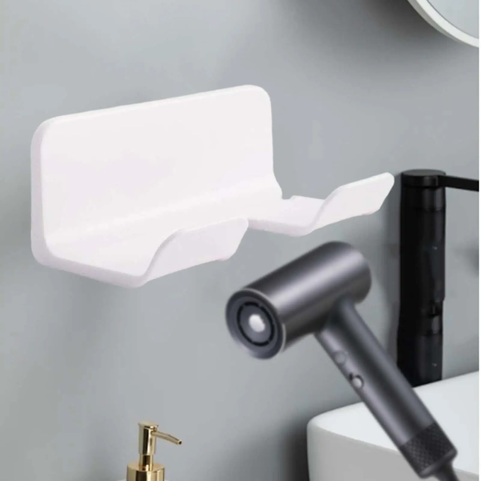 Universal Hair Dryer Holder Storage Bracket Hair Dryer Organizer No Drill Storage Rack for Bedroom Wall Hotel Bathroom Home