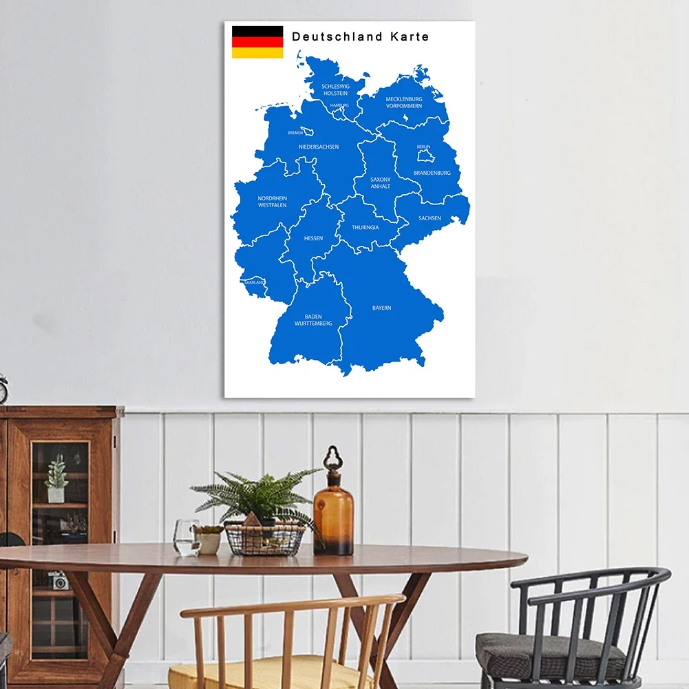 100*150 Cm The Germany Political Map In German Large Poster Vinyl Non-woven Canvas Painting Classroom Home Decor School Supplies