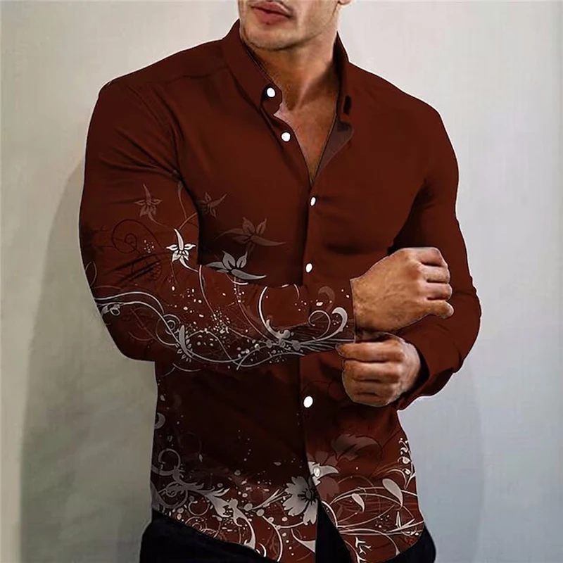 2023 Luxury Men's Clothing Vinta Casual Print Long Sleeve Shirts