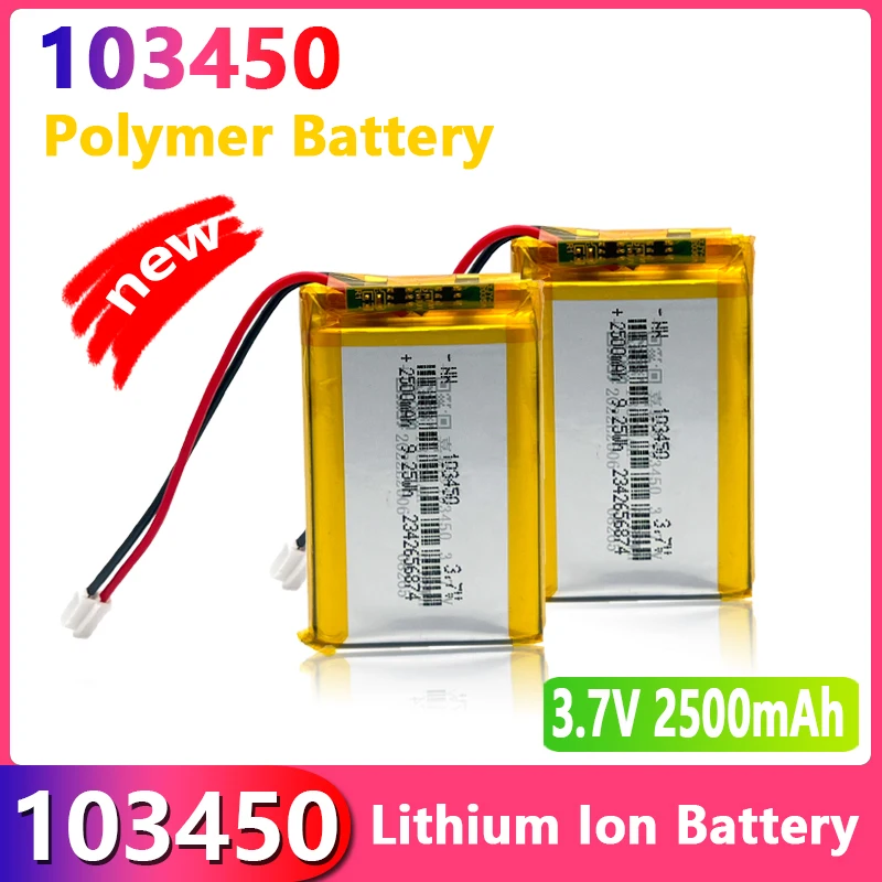 

Aoae new 103450 3.7V 2500mAh Lipo Polymer Lithium Rechargeable Battery For GPS navigator GPS MP5 Bluetooth Speaker e-book camera