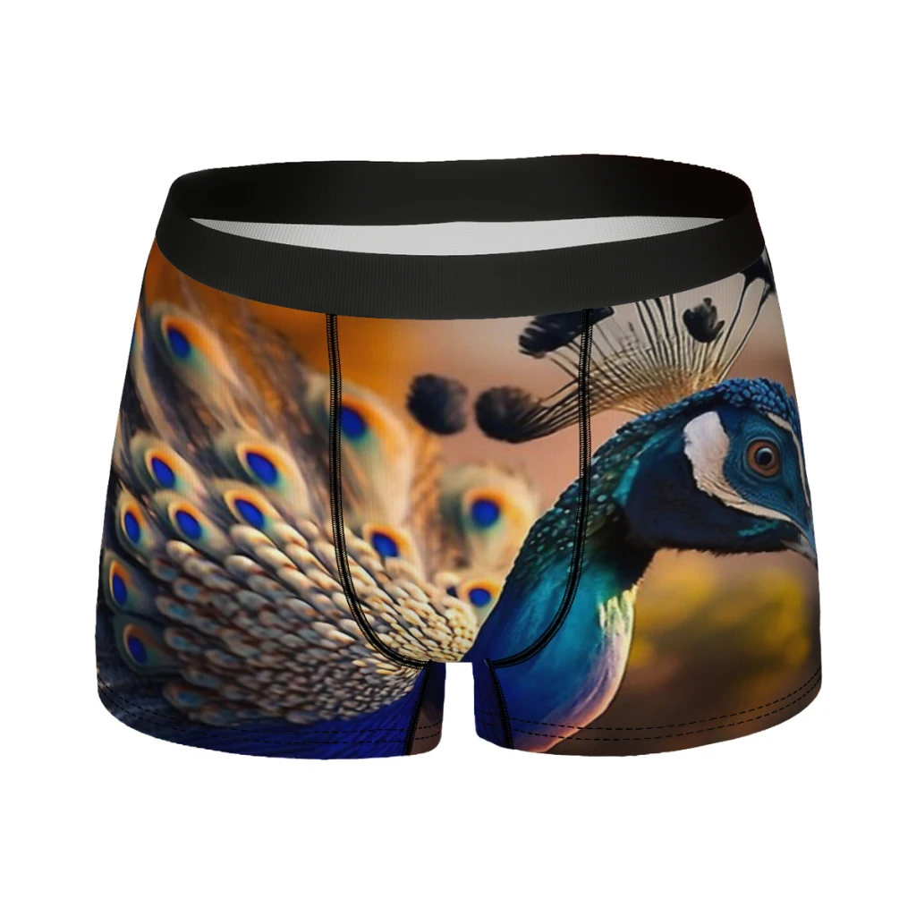 

Colorful Feathers Peacock Men Boxer Briefs Underpants Wildlife Photography Highly Breathable Top Quality Birthday Gifts