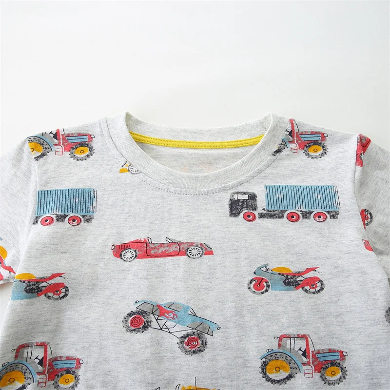 Jumping Meters 2-7T Boys T Shirts With Cartoon Cars Print Short Sleeve Summer Baby Clothing Fashion Baby Shirts Tops Kids Wear 3