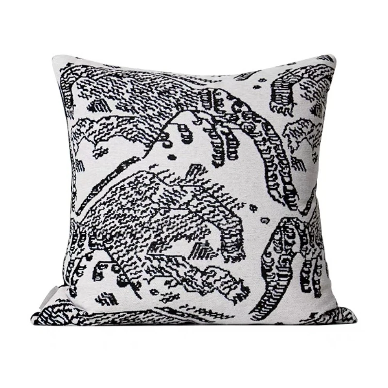 

European Modern Abstract Art Tiger Jacquard Cushion Cover High Quality Super Soft Villa Hotel Decorative Pillow Cover