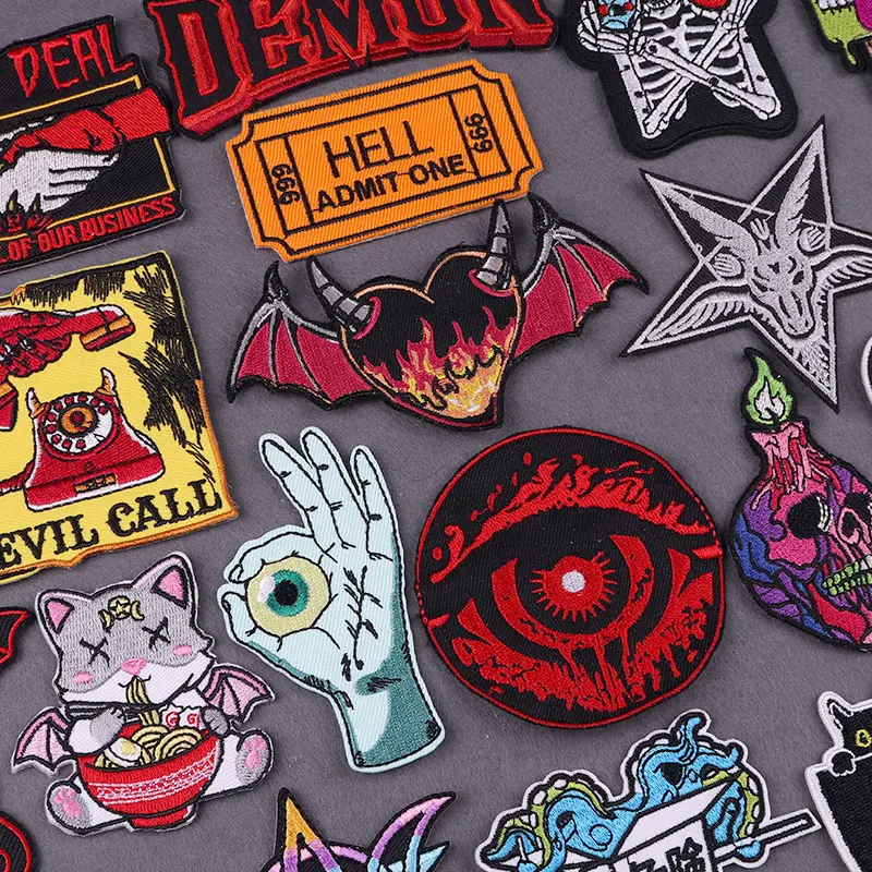 DIY-Devil-Badges-On-Backpack-Hippie-Iron-On-Embroidered-Patches-For ...