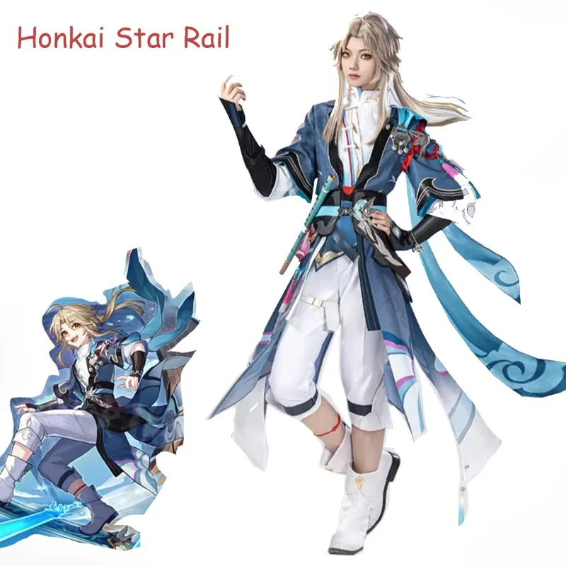 

Anime Game Honkai:Star Rail Cosplay Costume Yanqing Outfits Gorgeous Handsome Wig Suit For Men Party Karneval Halloween Full Set