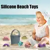 Children's Outdoor Beach Toys Fun Silicone Beach Toy Set With Portable Mesh Bag Sand Digging Tool Travel Sand Beach Toys 2