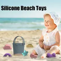 Children's Outdoor Beach Toys Fun Silicone Beach Toy Set With Portable Mesh Bag Sand Digging Tool Travel Sand Beach Toys 2