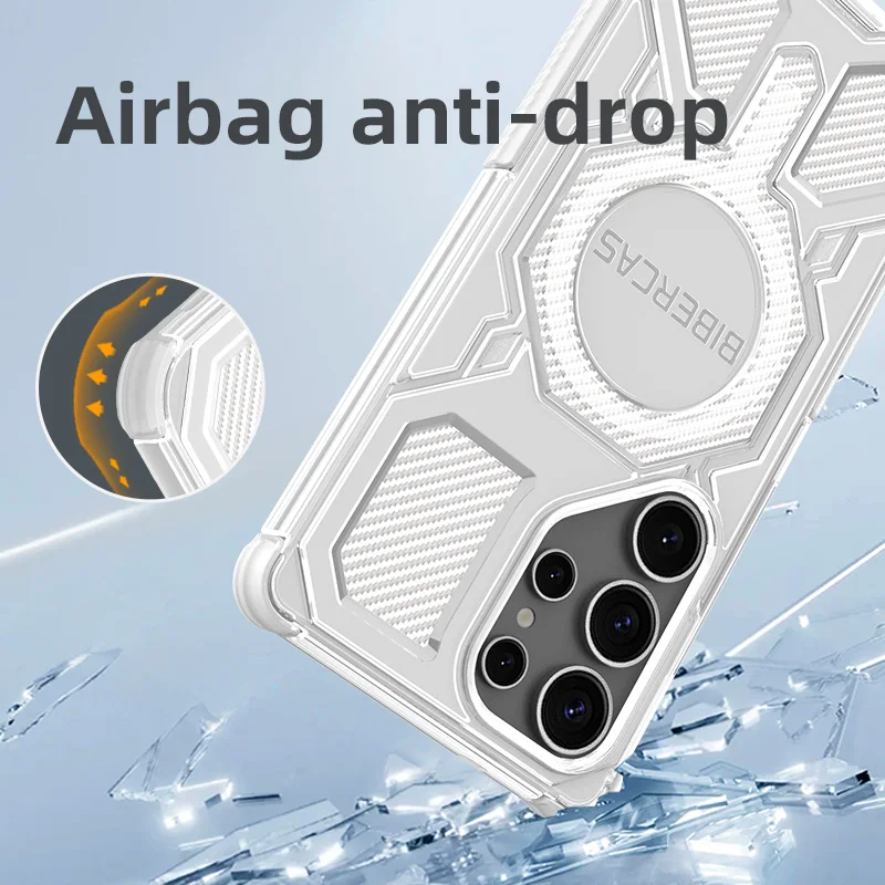 Magnetic Military Armor Phone Case with Wireless Charging & Anti-Drop Protection