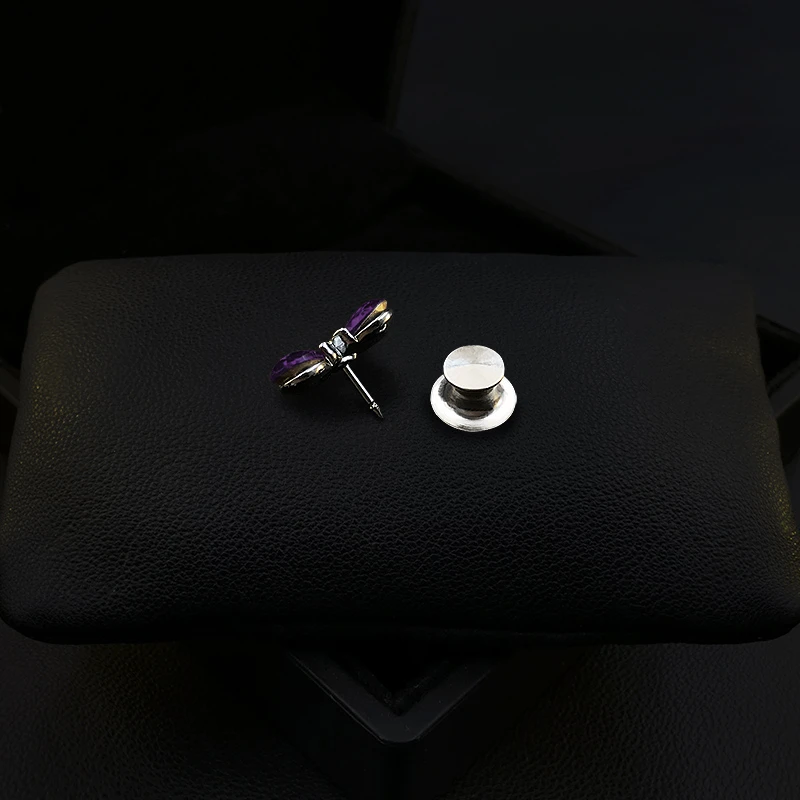 1102 Exquisite High-End Retro Purple Butterfly Small Brooch Versatile Simple and Compact Mini PIN Anti-Unwanted-Exposure Buckle