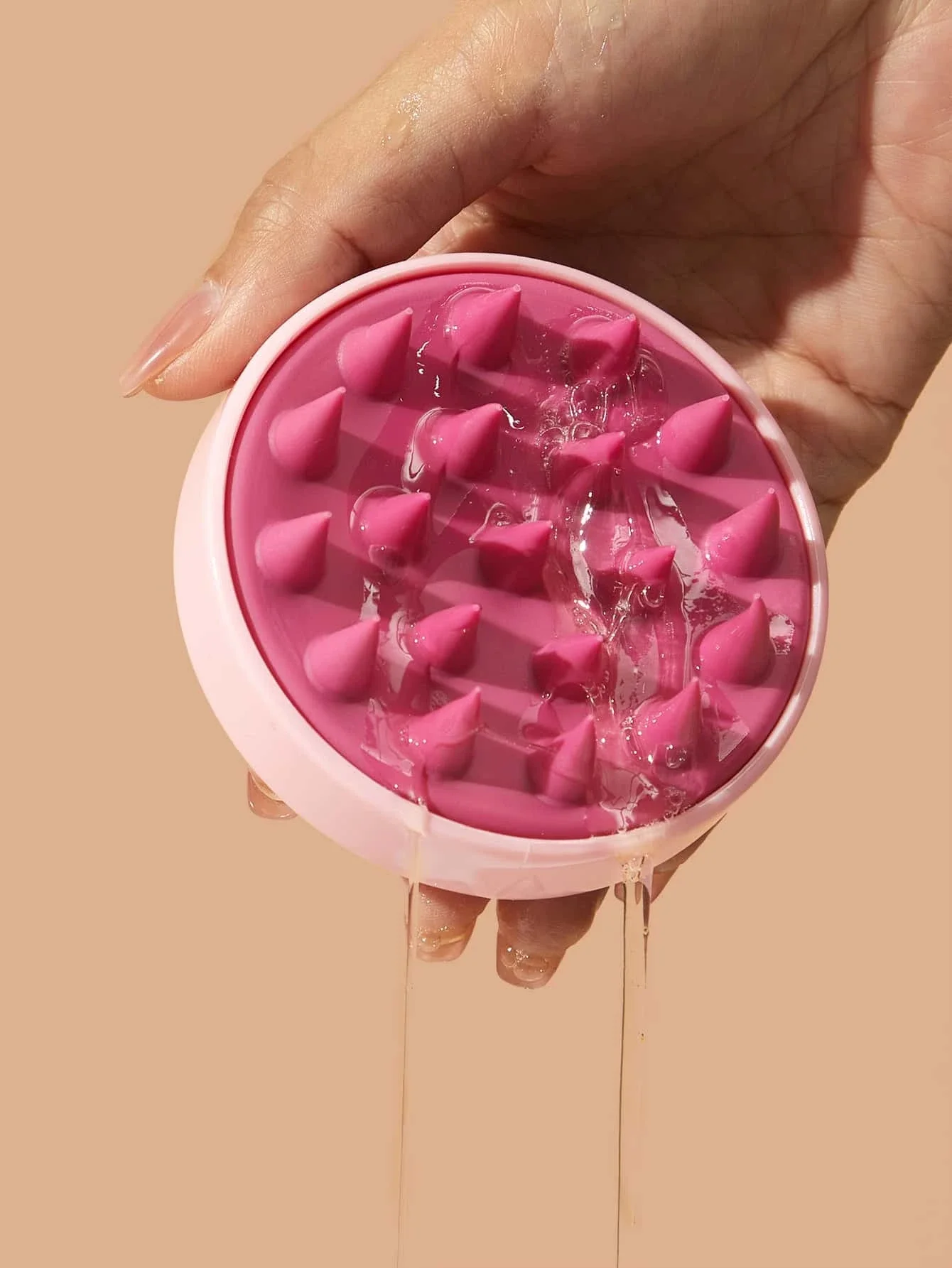 1pc Scalp Massager Shampoo Brush with Soft Silicone Bristles-Hair Care for Wet & Dry Use