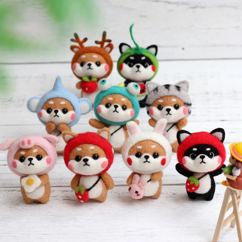 Wool Felting Animals Kit DIY Needle Felting Kit Needle Crafts DIY Handmade Non Finished Dog Handcraft with Needle Felting