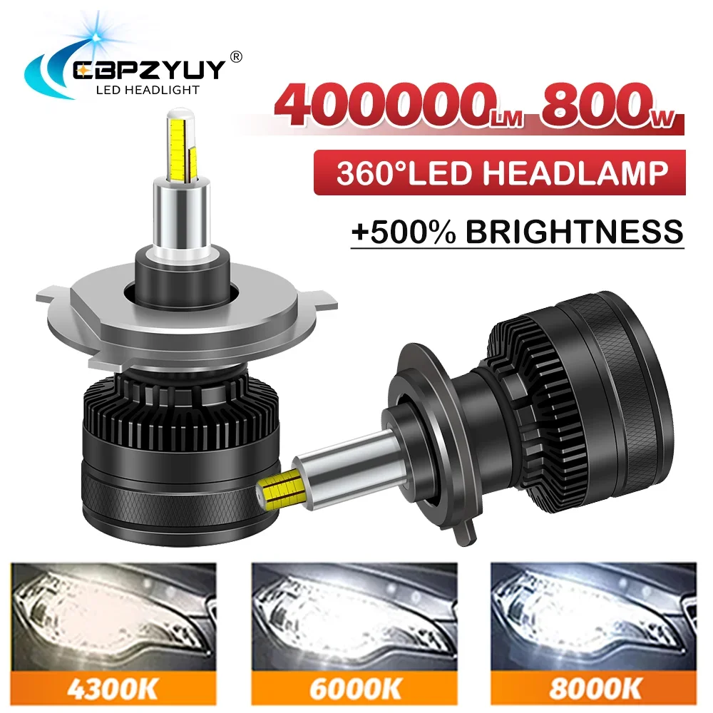 

CBPZYUY H7 800W LED Headlight 400000LM H11 H4 Led Bulbs HB3 9005 4300K 6000K 8000K H8 HB4 9006 H9 9012 HIR2 H1 Led Light for Car