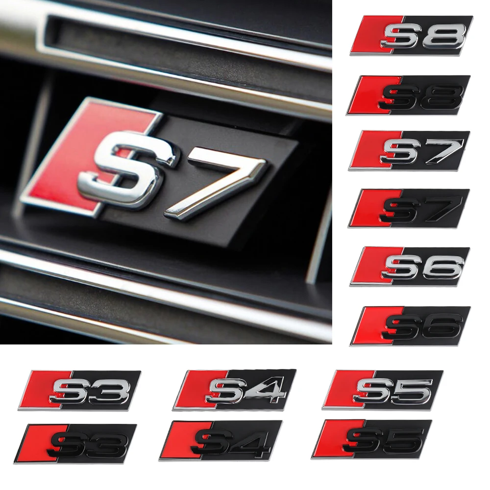 3D ABS S3 S4 S5 S6 S7 S8 레터 자동차 전면 그릴 엠블럼 배지 장식 스티커 (아우디 A1 A3 A4 B8 A5 A6 Q3 악세사리 밸브용)