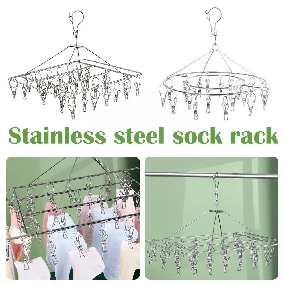 Steel Windproof Clothespin Laundry Hanger Clothesline Dryer Bra Towel Rack Clothes Airer Peg Hook Drying Sock P2i5 6