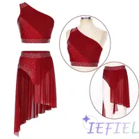 Women Girls Lyrical Modern Praise Dance Performance Outfit Figure Skating Rhythmic Gymnastics Athletic Activewear Set 2Pcs/set