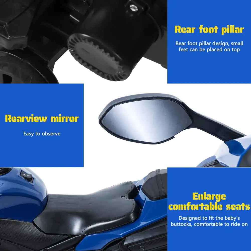 Electric Motorcycle for Kids, Speed Up to 9mph Ride-On Motorcycle with Safety Auxiliary Wheels, Electric Dirt Bike for Children